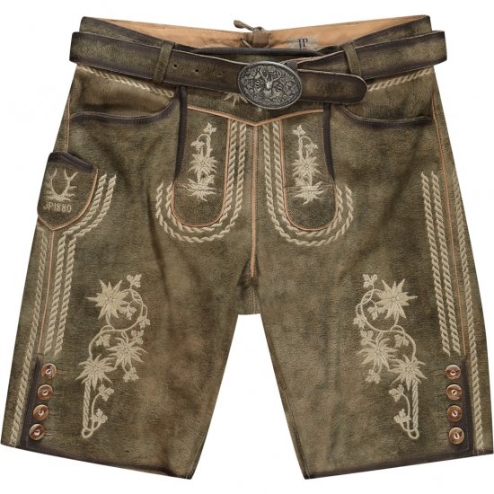 JP1880 Shorts Goat Suede with Belt Buckle Traditional Moss Green - Juhlapukeutuminen - Juhlapukeutuminen – Juhli tyylikkäästi ja mukavasti