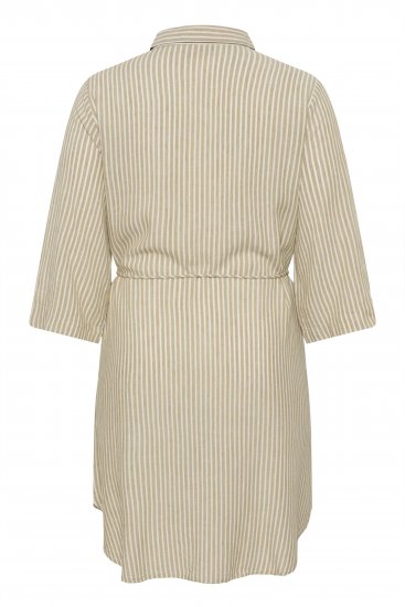 Kaffe Curve Milla Short Shirt Dress Chinchilla/Chalk Stripe - Minimekot - 