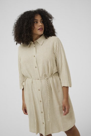 Kaffe Curve Milla Short Shirt Dress Chinchilla/Chalk Stripe - Minimekot - 