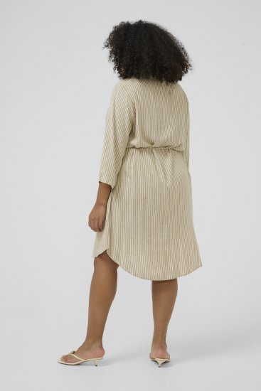 Kaffe Curve Milla Short Shirt Dress Chinchilla/Chalk Stripe - Minimekot - 