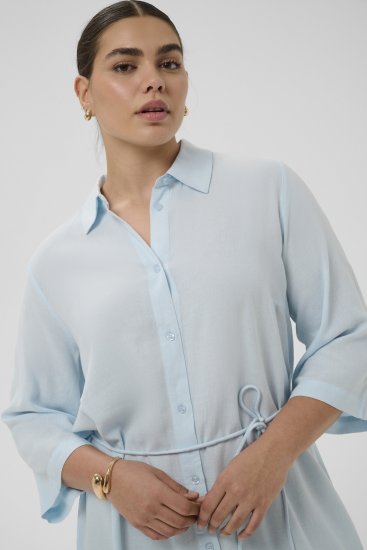 Kaffe Curve Mille Short Shirt Dress Nantucket Breeze Blue - Minimekot - 