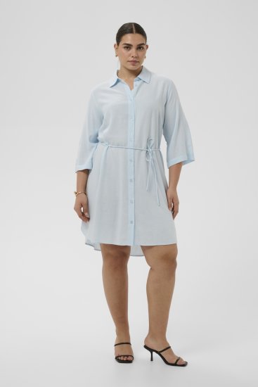 Kaffe Curve Mille Short Shirt Dress Nantucket Breeze Blue - Minimekot - 