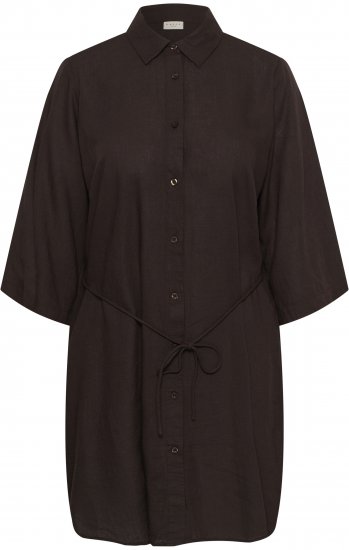 Kaffe Curve Mille Short Shirt Dress Black Coffee Brown - Minimekot - 