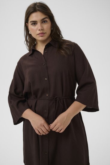 Kaffe Curve Mille Short Shirt Dress Black Coffee Brown - Minimekot - 