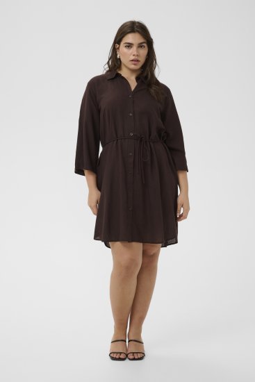 Kaffe Curve Mille Short Shirt Dress Black Coffee Brown - Minimekot - 