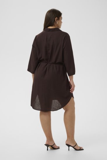 Kaffe Curve Mille Short Shirt Dress Black Coffee Brown - Minimekot - 