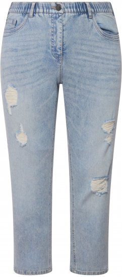 Ulla Popken Stonewashed Distressed Boyfriend Jeans Light Blue - Naisten farkut ja housut isot koot - 