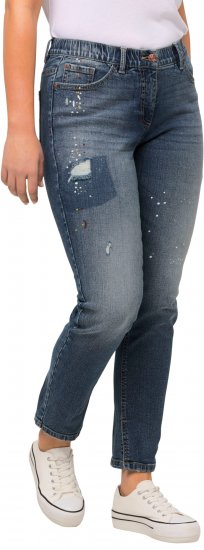 Ulla Popken Distressed Stretch Fit Sarah Jeans Blue Denim - Farkut & Housut Isoissa Koissa – Plus Size - 