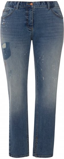 Ulla Popken Distressed Stretch Fit Boyfriend Jeans Blue Denim - Naisten farkut ja housut isot koot - 