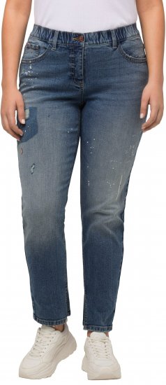 Ulla Popken Distressed Stretch Fit Boyfriend Jeans Blue Denim - Naisten farkut ja housut isot koot - 