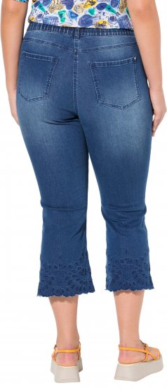 Ulla Popken Cropped Flared Eyelet Jeans Denim Blue - Naisten farkut ja housut isot koot - 