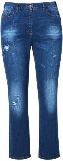 Ulla Popken Lightly Distressed Stretch Fit Jeans Blue Denim - Farkut & Housut Isoissa Koissa – Plus Size - 