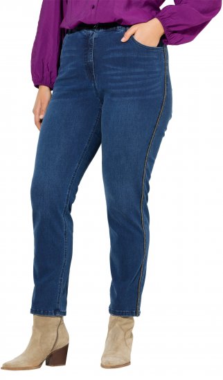Ulla Popken Rhinestone Seam Stretch Fit Jeans Blue Denim - Naisten farkut ja housut isot koot - 