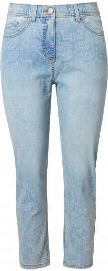 Ulla Popken Tile Laser Print Stretch Fit Jeans Light Light Blue Denim - Naisten farkut ja housut isot koot - 