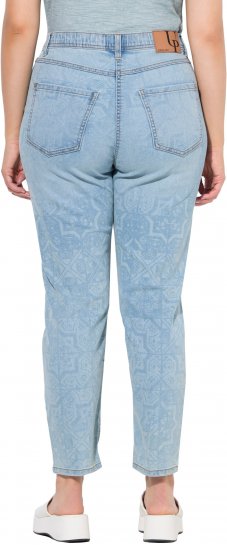 Ulla Popken Tile Laser Print Stretch Fit Jeans Light Light Blue Denim - Naisten farkut ja housut isot koot - 