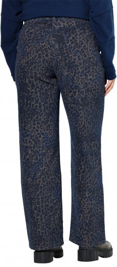 Ulla Popken Leopard Print Stretch Fit Jeans Ink Blue - Naisten farkut ja housut isot koot - 