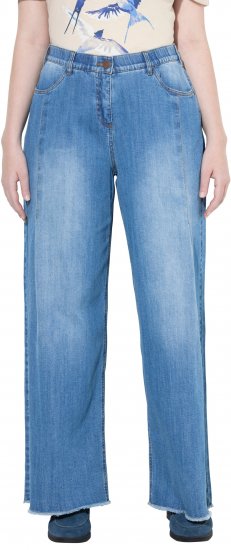 Ulla Popken Extra Wide Leg Stretch Fit Jeans Light Blue - Naisten farkut ja housut isot koot - 