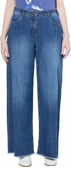 Ulla Popken Extra Wide Leg Stretch Fit Jeans Denim Blue - Naisten farkut ja housut isot koot - 
