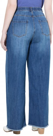 Ulla Popken Extra Wide Leg Stretch Fit Jeans Denim Blue - Naisten farkut ja housut isot koot - 
