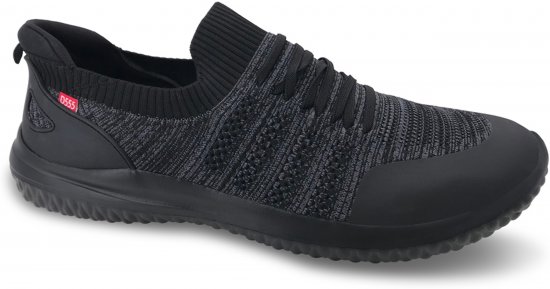 D555 Aylesbury Hands Free Knitted Shoes Faux Laces Black - Tennarit - 
