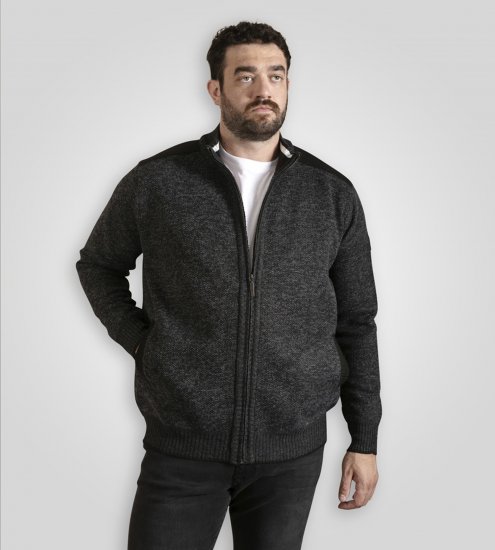 D555 Dereham 2 Knitted Sweater with Zipper Charcoal TALL - TALL collegepaidat - 
