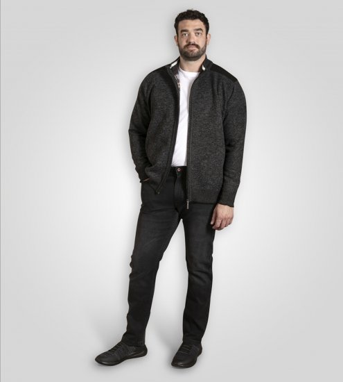 D555 Dereham 2 Knitted Sweater with Zipper Charcoal Marl - Hupparit ja collegepaidat - Miesten hupparit ja collegepaidat isot koot