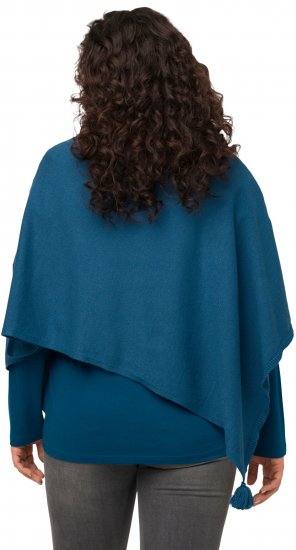 Ulla Popken Knit Pointed Hem Poncho Cerulean - Naisten hupparit ja collegepaidat isot koot - 