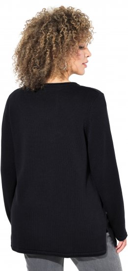 Ulla Popken Sequined Star Rolled Edge Sweater Black - Naisten hupparit ja collegepaidat isot koot - 
