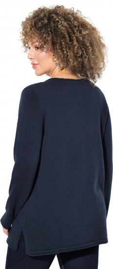 Ulla Popken Sequined Star Rolled Edge Sweater Navy - Naisten hupparit ja collegepaidat isot koot - 