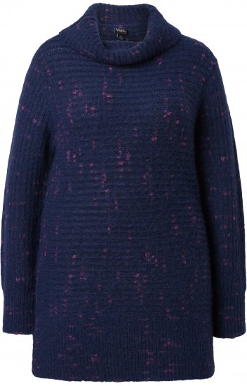 Ulla Popken Space Yarn Oversized Turtleneck Sweater Blue - Naisten hupparit ja collegepaidat isot koot - 