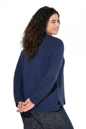 Ulla Popken Textured Glitter Embroidery Oversized Sweater Ink Blue - Naisten hupparit ja collegepaidat isot koot - Mukavat collegepaidat, huput ja neuleet