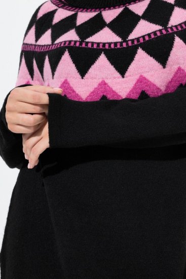 Ulla Popken Neon Alpine Pattern Long Sleeve Turtleneck Sweater Light Pink - Naisten hupparit ja collegepaidat isot koot - Mukavat collegepaidat, huput ja neuleet