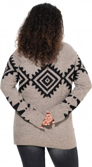 Ulla Popken Aztec Pattern Turtleneck Sweater Pebble Grey - Hupparit ja collegepaidat - 