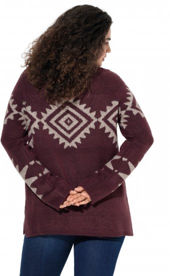 Ulla Popken Aztec Pattern Turtleneck Sweater Plum - Hupparit ja collegepaidat - 