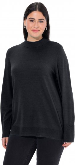 Ulla Popken Long Sleeves Mock Turtleneck Sweater Black - Ulla Popken - 