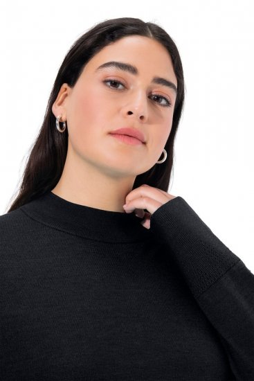 Ulla Popken Long Sleeves Mock Turtleneck Sweater Black - Ulla Popken - Ulla Popken plus-size-vaatteet
