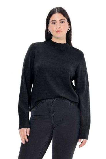 Ulla Popken Long Sleeves Mock Turtleneck Sweater Black - Ulla Popken - Ulla Popken plus-size-vaatteet