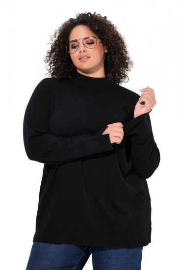 Ulla Popken Long Sleeves Mock Turtleneck Sweater Black - Ulla Popken - Ulla Popken plus-size-vaatteet