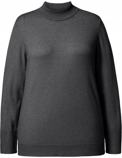 Ulla Popken Long Sleeves Mock Turtleneck Sweater Charcoal Grey Melange - Hupparit ja collegepaidat - 