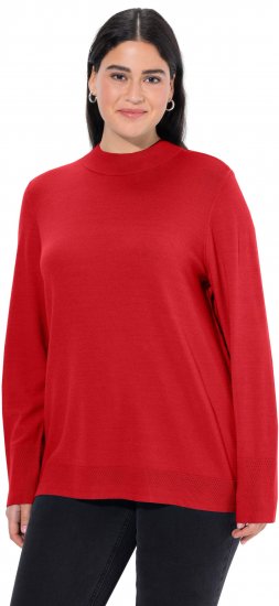 Ulla Popken Long Sleeves Mock Turtleneck Sweater Salsa Red - Hupparit ja collegepaidat - 