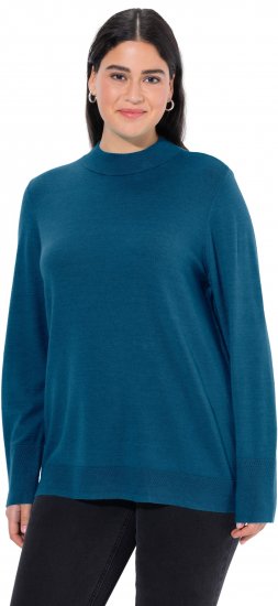 Ulla Popken Long Sleeves Mock Turtleneck Sweater Emerald Green - Naisten hupparit ja collegepaidat isot koot - 