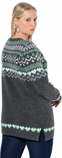 Ulla Popken Norwegian Style Pastel Tone Long Sleeve Sweater Dark Grey Melange - Hupparit ja collegepaidat - 