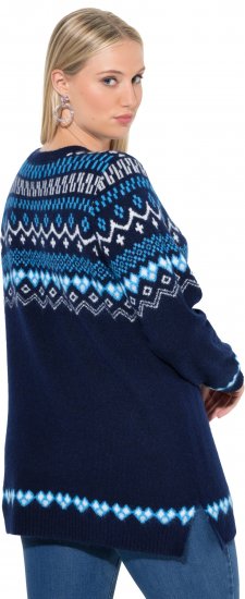 Ulla Popken Norwegian Style Pastel Tone Long Sleeve Sweater Ink Blue - Naisten hupparit ja collegepaidat isot koot - 