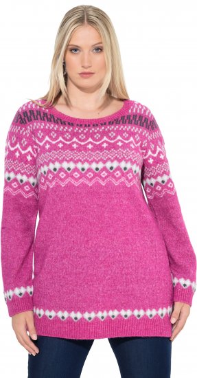 Ulla Popken Norwegian Style Pastel Tone Long Sleeve Sweater Summer Berry - Hupparit ja collegepaidat - 