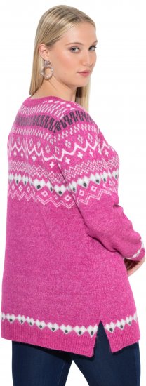 Ulla Popken Norwegian Style Pastel Tone Long Sleeve Sweater Summer Berry - Hupparit ja collegepaidat - 