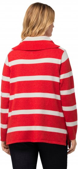 Ulla Popken Stripe Fine Knit Turtleneck Sweater Light Red - Naisten hupparit ja collegepaidat isot koot - 