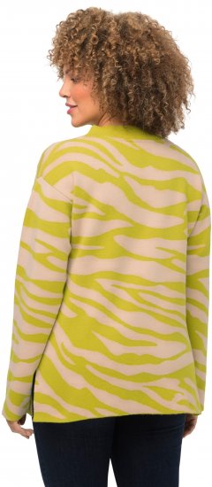 Ulla Popken Zebra Print Mock Turtleneck Long Sleeve Sweater Yellow Green - Naisten hupparit ja collegepaidat isot koot - 