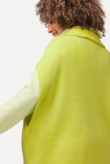 Ulla Popken Oversized Knit Sweater Vest Lime Green - Naisten hupparit ja collegepaidat isot koot - Mukavat collegepaidat, huput ja neuleet