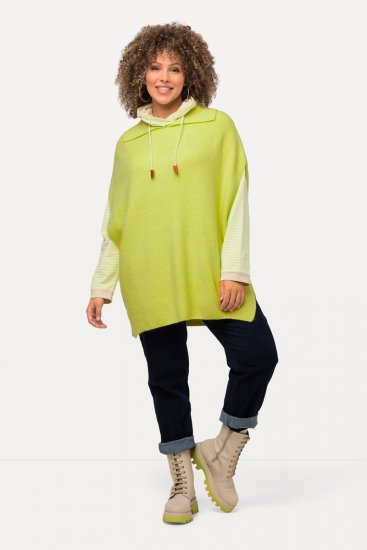 Ulla Popken Oversized Knit Sweater Vest Lime Green - Naisten hupparit ja collegepaidat isot koot - Mukavat collegepaidat, huput ja neuleet