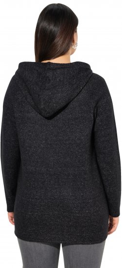 Ulla Popken Sequined Knit Long Sleeve Hoodie Black - Naisten hupparit ja collegepaidat isot koot - 